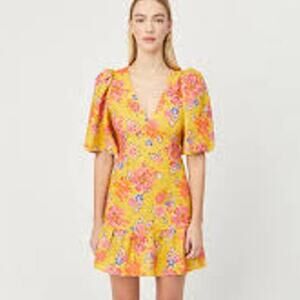 RHODE Mariana Dress Short Sleeve Linen A Line Dress Gold Lanai DR00501LIP-LIP 2